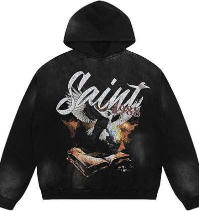 Saint Tears Lucky I See Ghosts Hoodie. Children's "See Ghosts" Men's Western Rapper Gray Sweatshirt.