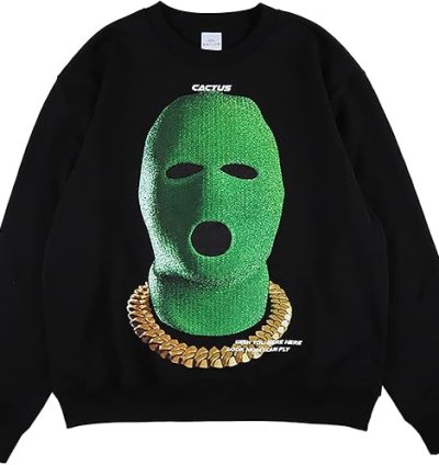 Saint Tears  Men Graphic Sweatshirts Vintage Printing Sweatshirt Cotton Loose Crewneck Hoodies Pullover